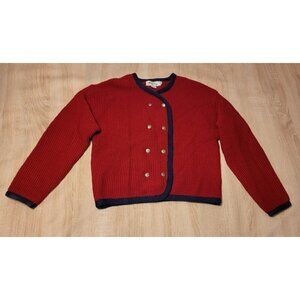 All Week Long Red Sweater Cardigan Sz M Heavyweight Career Wear 100% Wool
